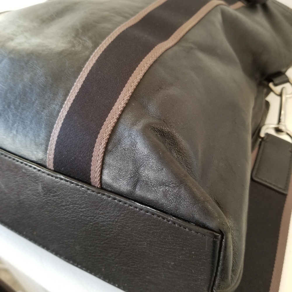 Coach Heritage Web Leather Foldover Tote Unisex - Picture 11 of 16